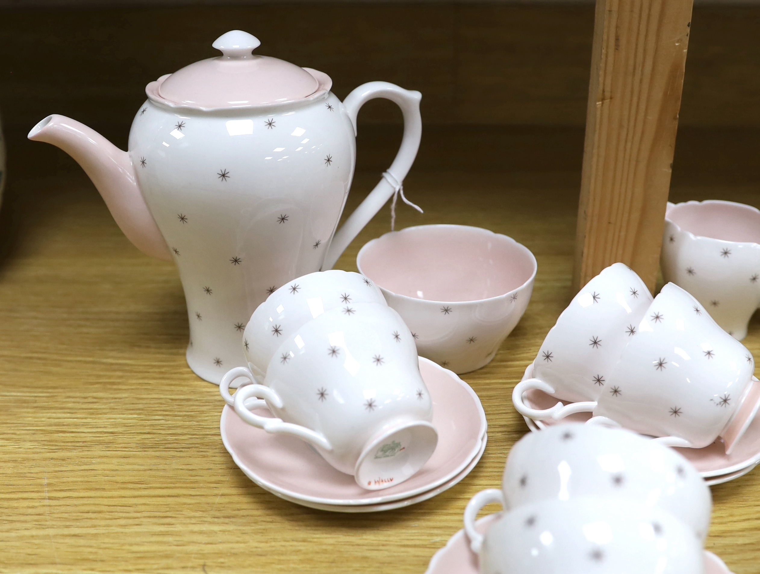 A Shelley tea set and a Crown Ducal part tea set